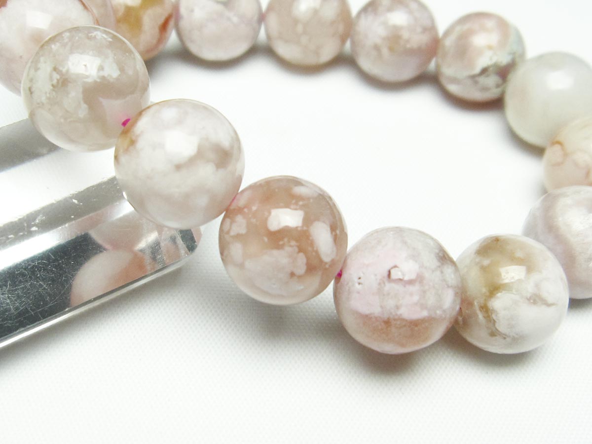 チェリーブロッサムアゲート ブレスレット 桜瑪瑙 14mm メール便可 [M便 1/10] 111-24526