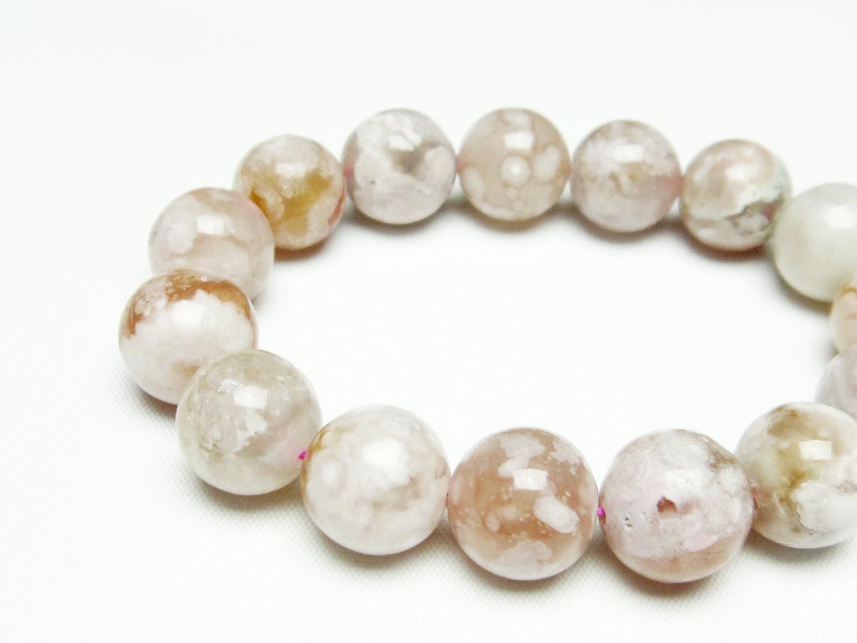 チェリーブロッサムアゲート ブレスレット 桜瑪瑙 14mm メール便可 [M便 1/10] 111-24526