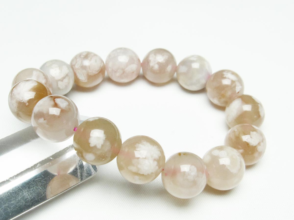 チェリーブロッサムアゲート ブレスレット 桜瑪瑙 14mm メール便可 [M便 1/10] 111-24527