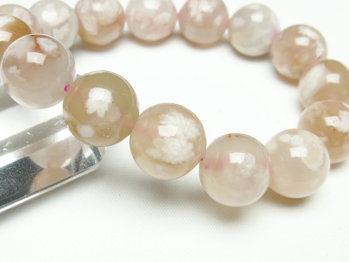 チェリーブロッサムアゲート ブレスレット 桜瑪瑙 14mm メール便可 [M便 1/10] 111-24527