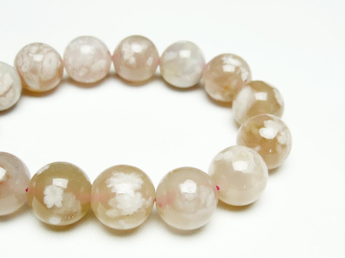 チェリーブロッサムアゲート ブレスレット 桜瑪瑙 14mm メール便可 [M便 1/10] 111-24527