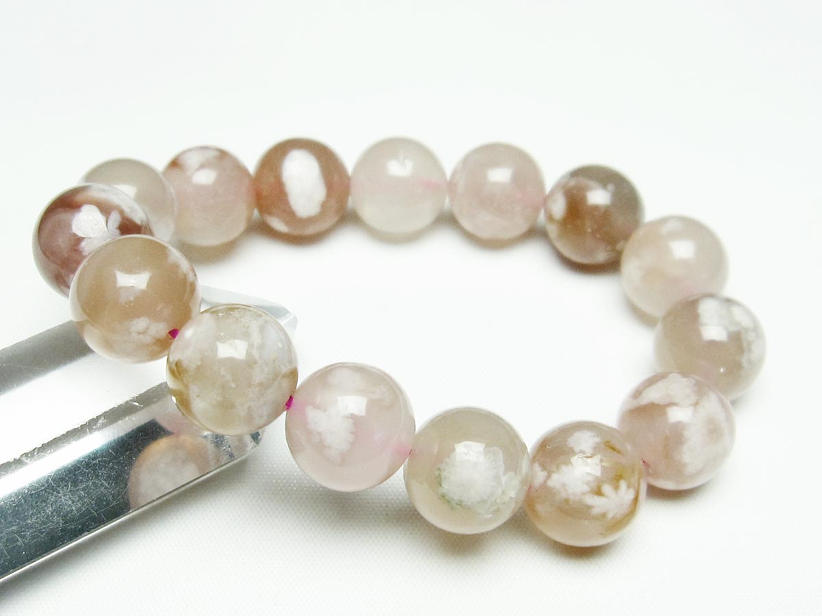 チェリーブロッサムアゲート ブレスレット 桜瑪瑙 14mm メール便可 [M便 1/10] 111-24529