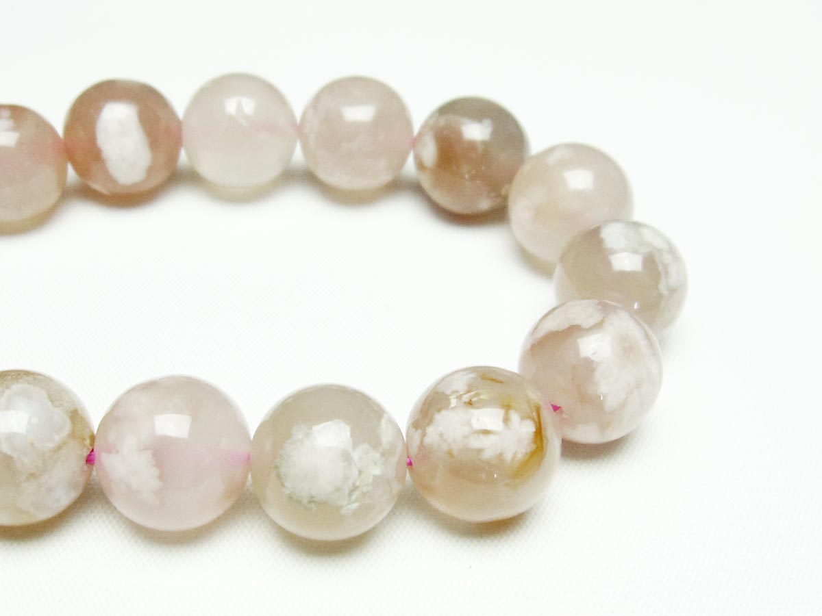 チェリーブロッサムアゲート ブレスレット 桜瑪瑙 14mm メール便可 [M便 1/10] 111-24529