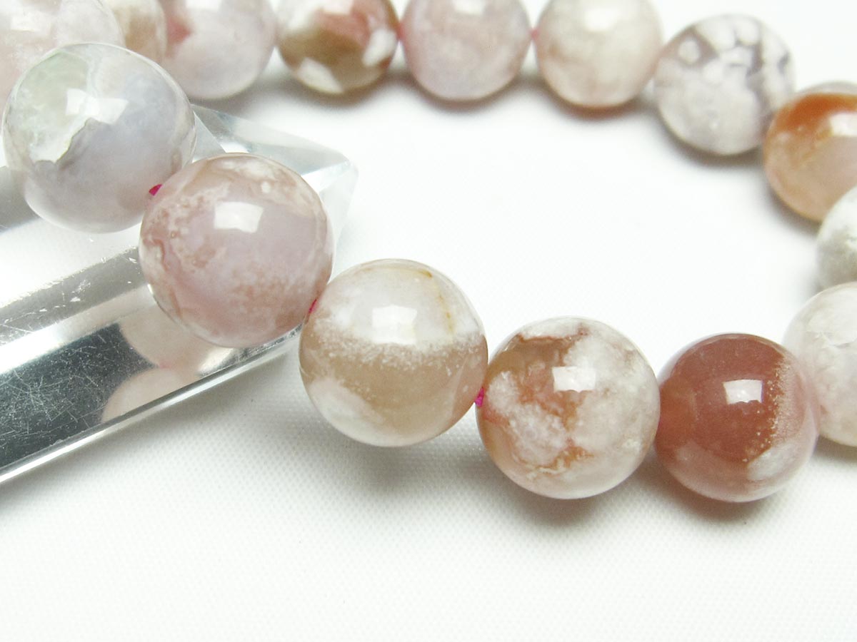 チェリーブロッサムアゲート ブレスレット 桜瑪瑙 14mm メール便可 [M便 1/10] 111-24530