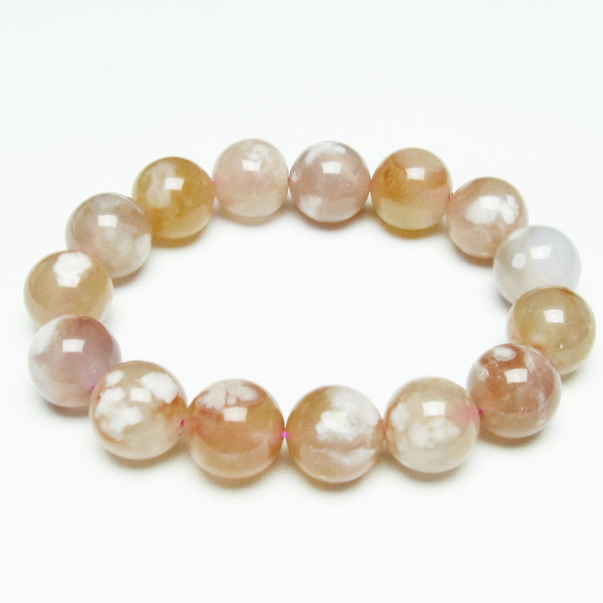 チェリーブロッサムアゲート ブレスレット 桜瑪瑙 14mm メール便可 [M便 1/10] 111-24533