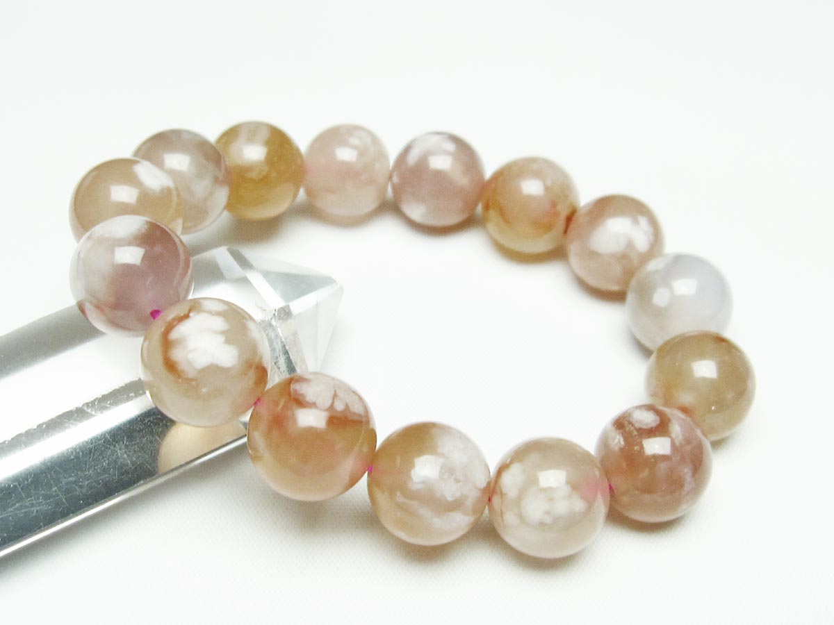 チェリーブロッサムアゲート ブレスレット 桜瑪瑙 14mm メール便可 [M便 1/10] 111-24533
