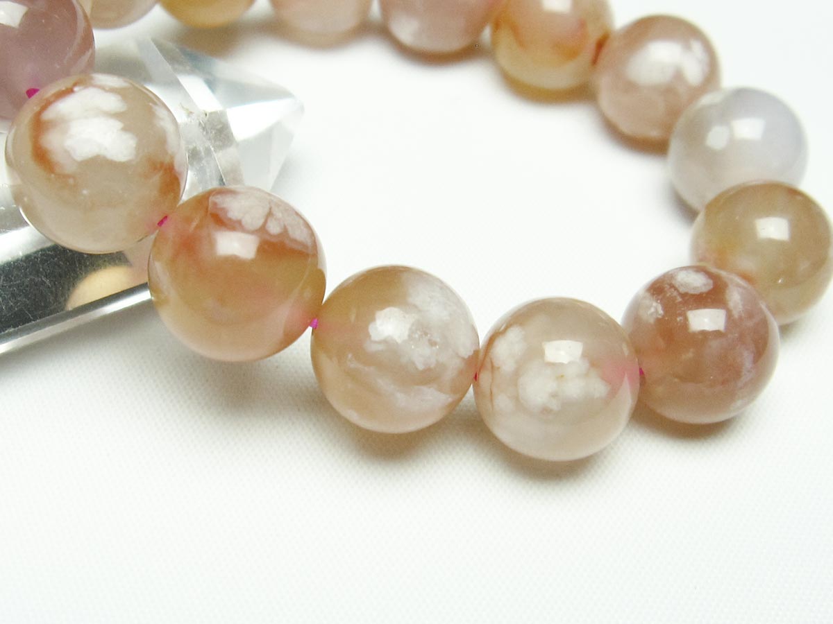 チェリーブロッサムアゲート ブレスレット 桜瑪瑙 14mm メール便可 [M便 1/10] 111-24533