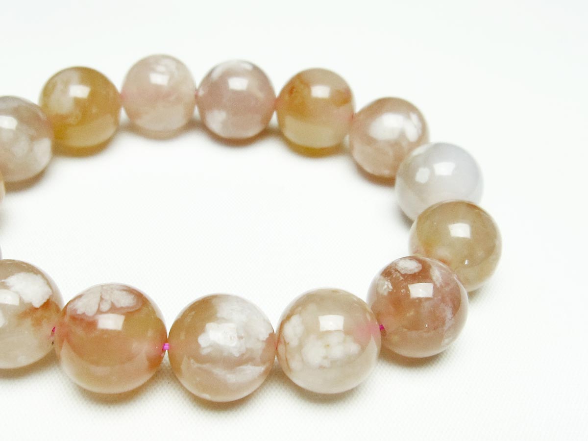 チェリーブロッサムアゲート ブレスレット 桜瑪瑙 14mm メール便可 [M便 1/10] 111-24533