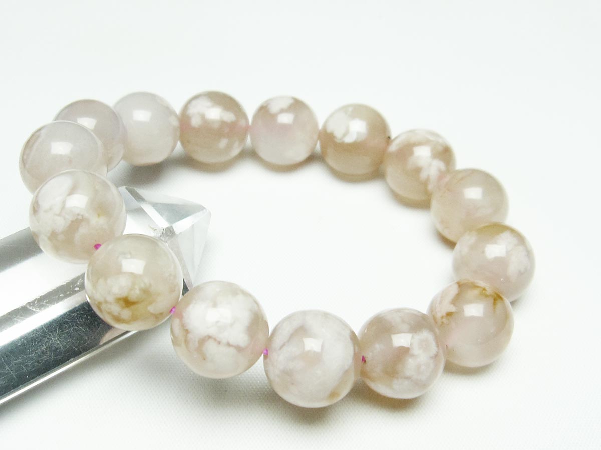 チェリーブロッサムアゲート ブレスレット 桜瑪瑙 14mm メール便可 [M便 1/10] 111-24534