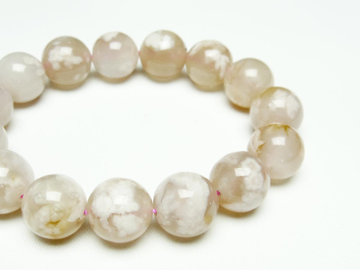 チェリーブロッサムアゲート ブレスレット 桜瑪瑙 14mm メール便可 [M便 1/10] 111-24534