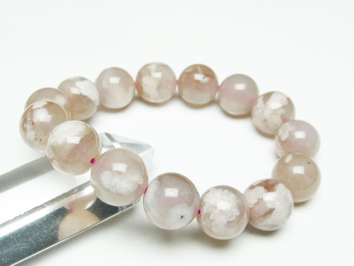 チェリーブロッサムアゲート ブレスレット 桜瑪瑙 14mm メール便可 [M便 1/10] 111-24535