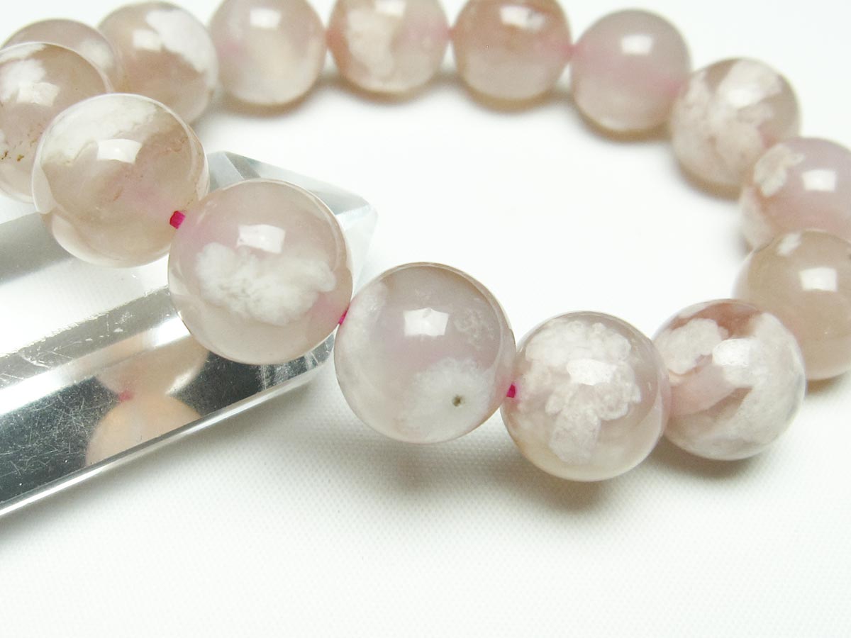 チェリーブロッサムアゲート ブレスレット 桜瑪瑙 14mm メール便可 [M便 1/10] 111-24535