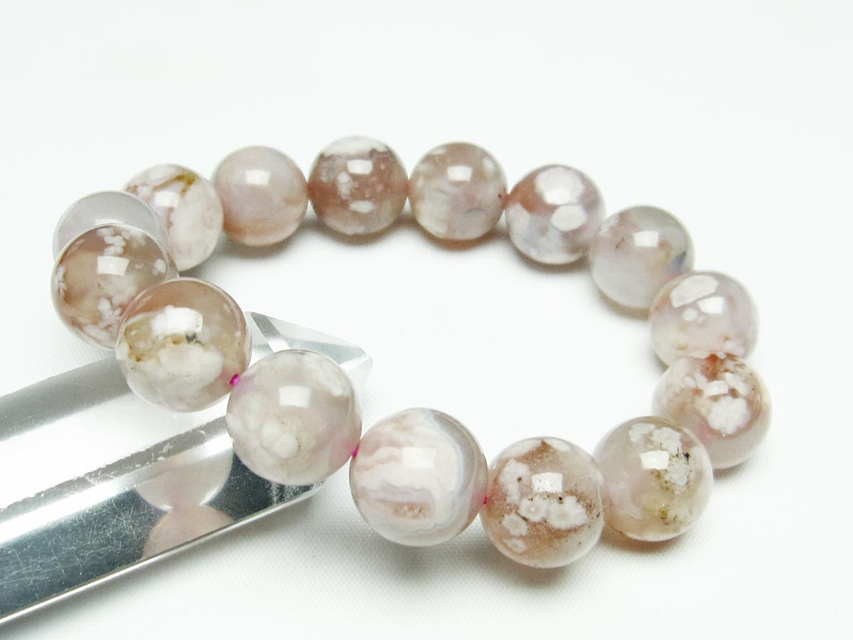 チェリーブロッサムアゲート ブレスレット 桜瑪瑙 14mm メール便可 [M便 1/10] 111-24536
