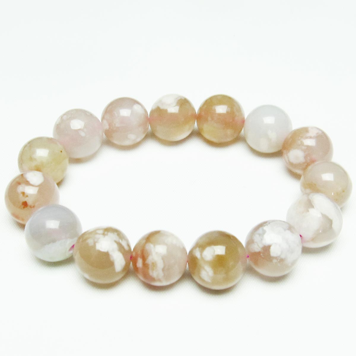 チェリーブロッサムアゲート ブレスレット 桜瑪瑙 14mm メール便可 [M便 1/10] 111-24538