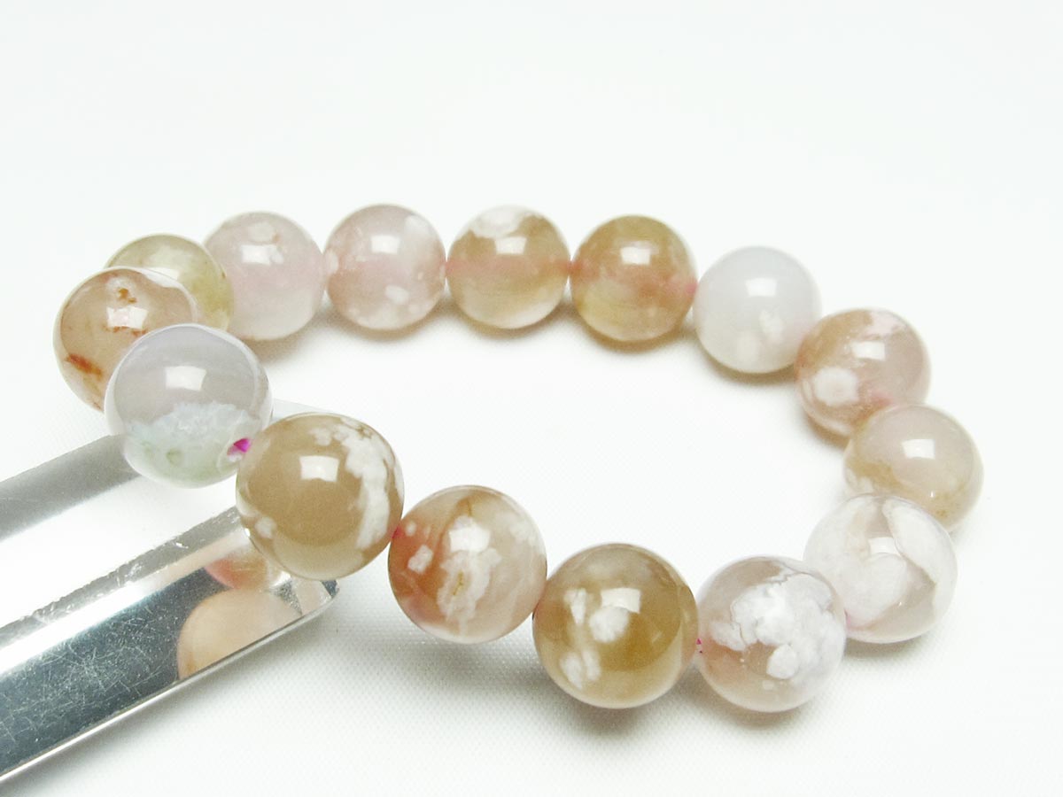 チェリーブロッサムアゲート ブレスレット 桜瑪瑙 14mm メール便可 [M便 1/10] 111-24538