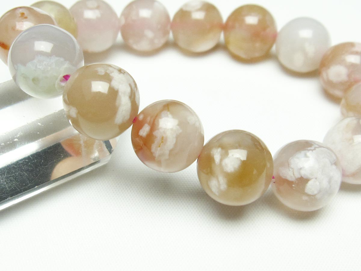 チェリーブロッサムアゲート ブレスレット 桜瑪瑙 14mm メール便可 [M便 1/10] 111-24538