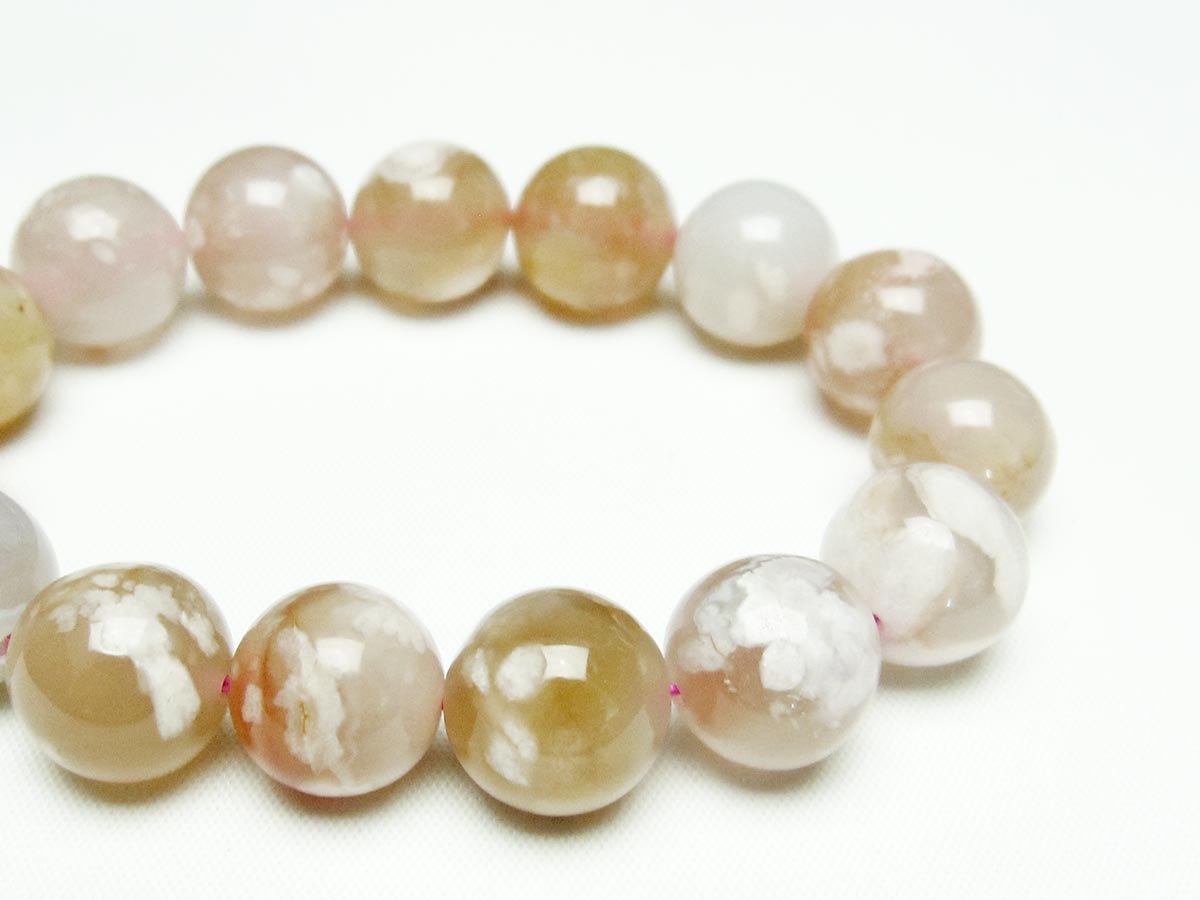 チェリーブロッサムアゲート ブレスレット 桜瑪瑙 14mm メール便可 [M便 1/10] 111-24538