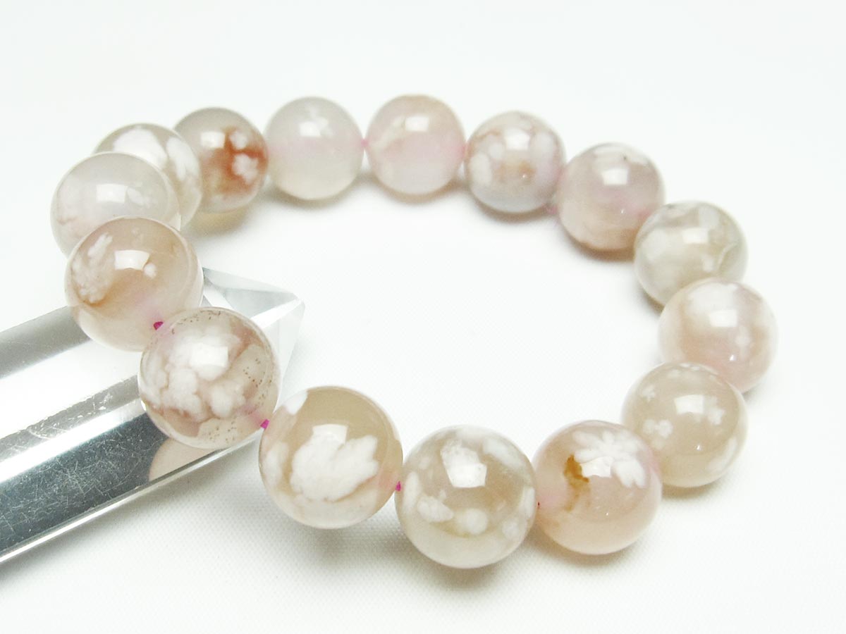 チェリーブロッサムアゲート ブレスレット 桜瑪瑙 15mm メール便可 [M便 1/10] 111-24539