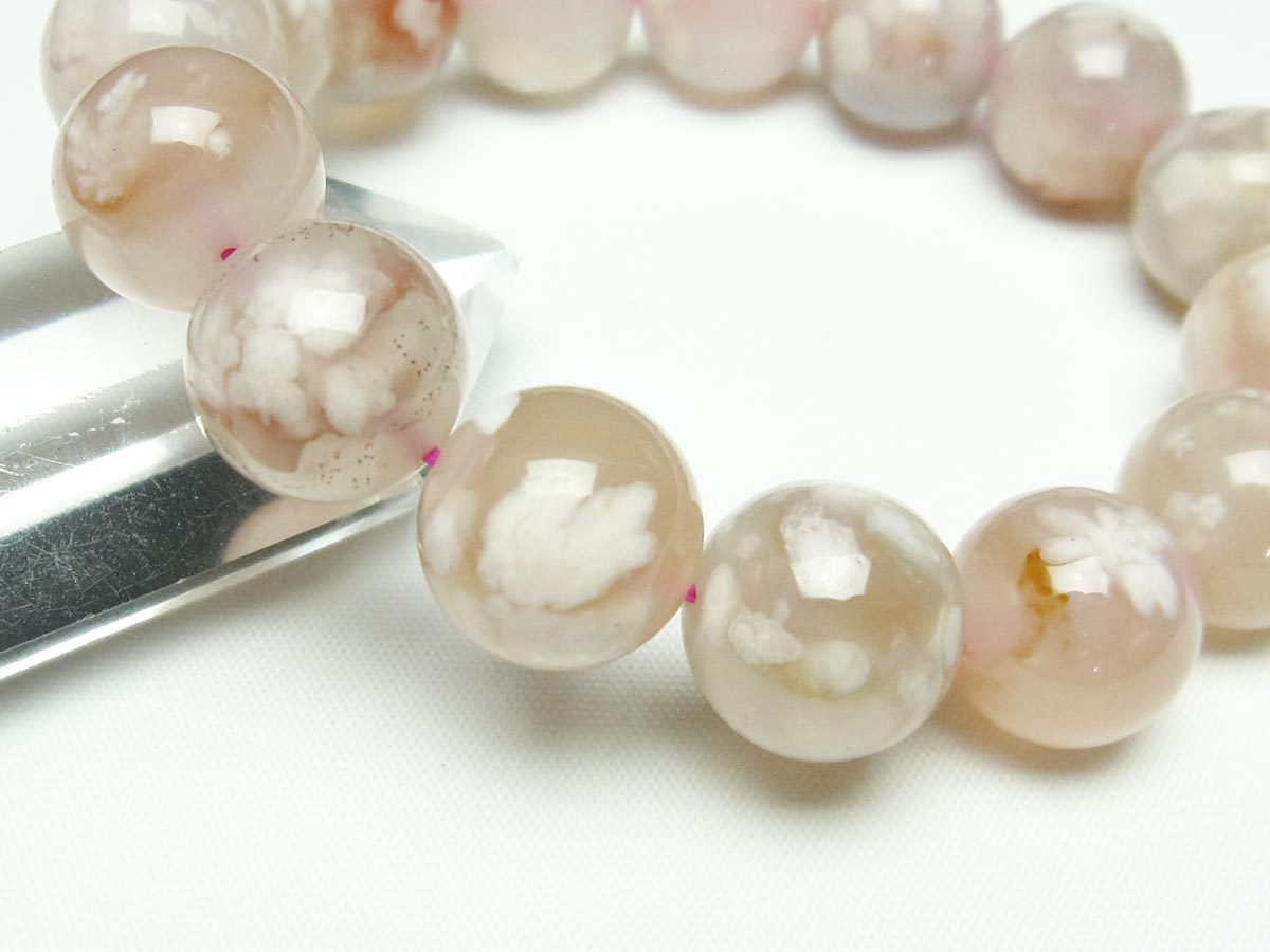 チェリーブロッサムアゲート ブレスレット 桜瑪瑙 15mm メール便可 [M便 1/10] 111-24539