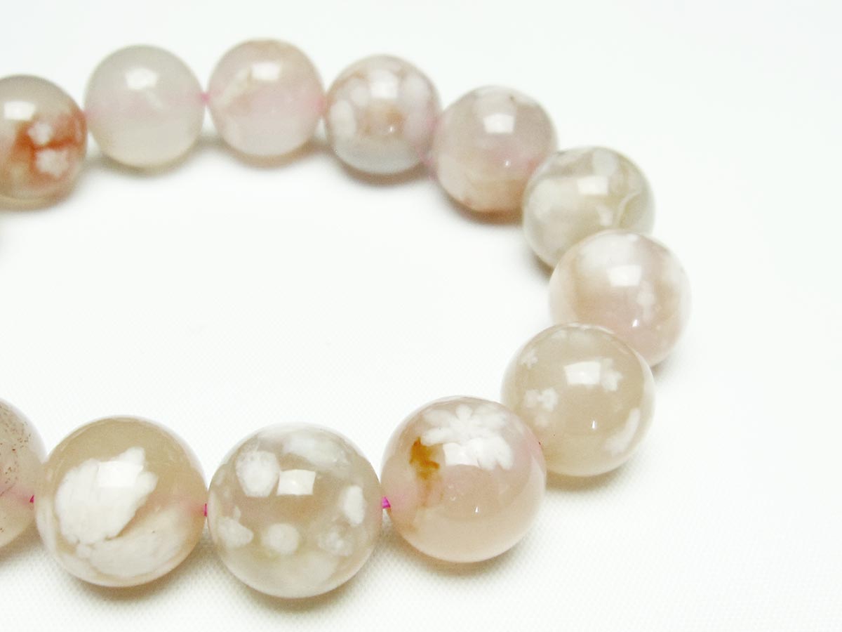チェリーブロッサムアゲート ブレスレット 桜瑪瑙 15mm メール便可 [M便 1/10] 111-24539