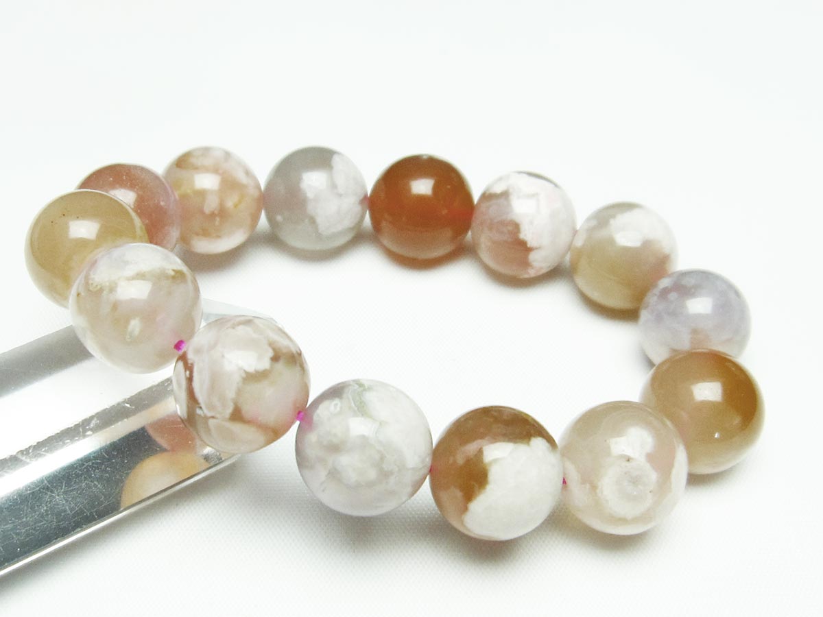チェリーブロッサムアゲート ブレスレット 桜瑪瑙 15mm メール便可 [M便 1/10] 111-24540