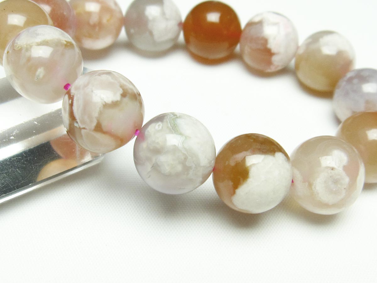 チェリーブロッサムアゲート ブレスレット 桜瑪瑙 15mm メール便可 [M便 1/10] 111-24540