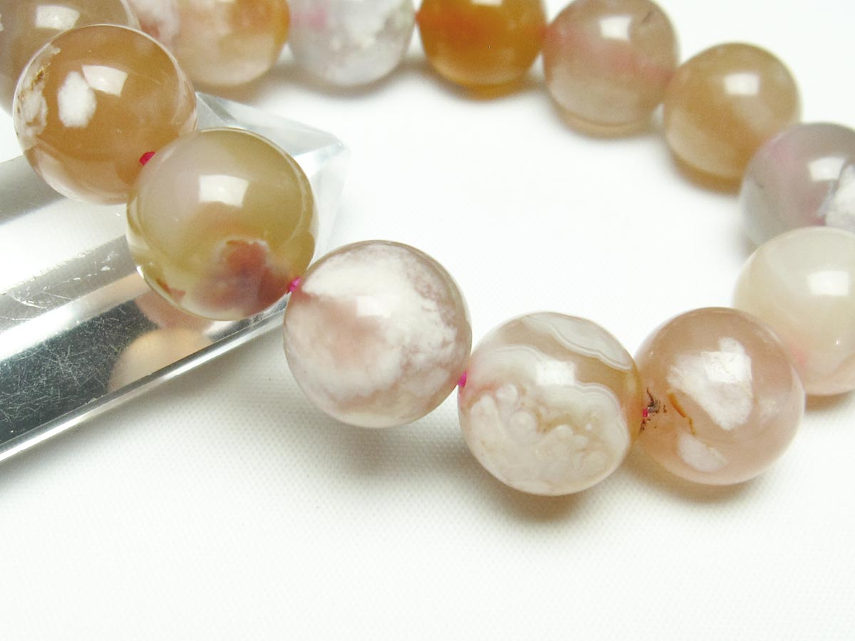 チェリーブロッサムアゲート ブレスレット 桜瑪瑙 15mm メール便可 [M便 1/10] 111-24541