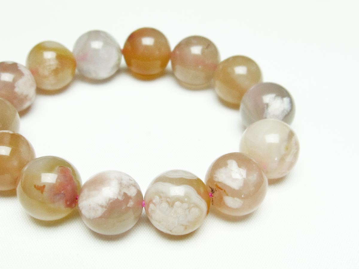 チェリーブロッサムアゲート ブレスレット 桜瑪瑙 15mm メール便可 [M便 1/10] 111-24541