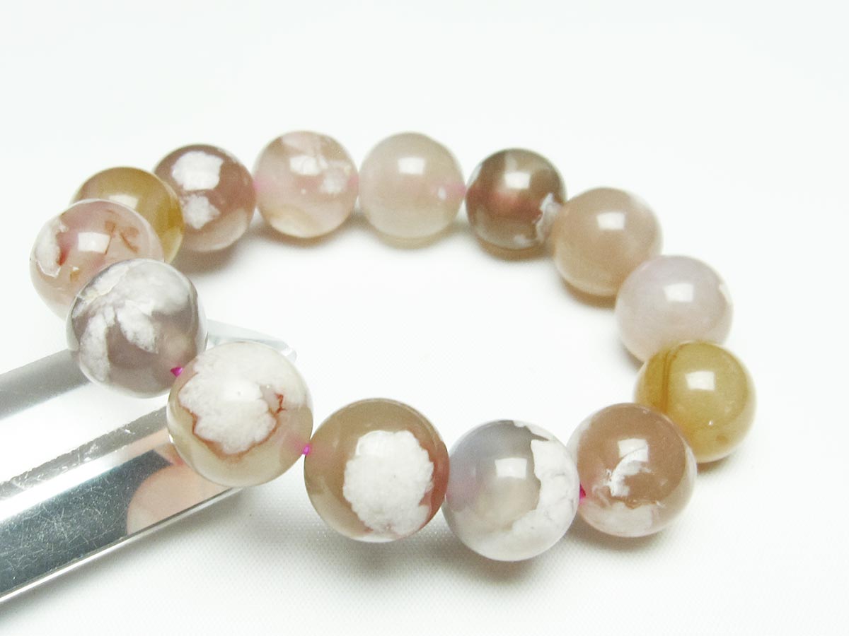 チェリーブロッサムアゲート ブレスレット 桜瑪瑙 15mm メール便可 [M便 1/10] 111-24542