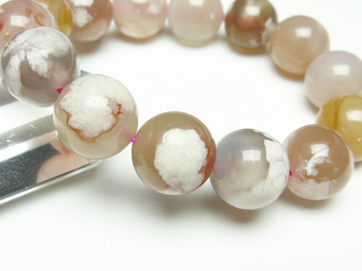 チェリーブロッサムアゲート ブレスレット 桜瑪瑙 15mm メール便可 [M便 1/10] 111-24542