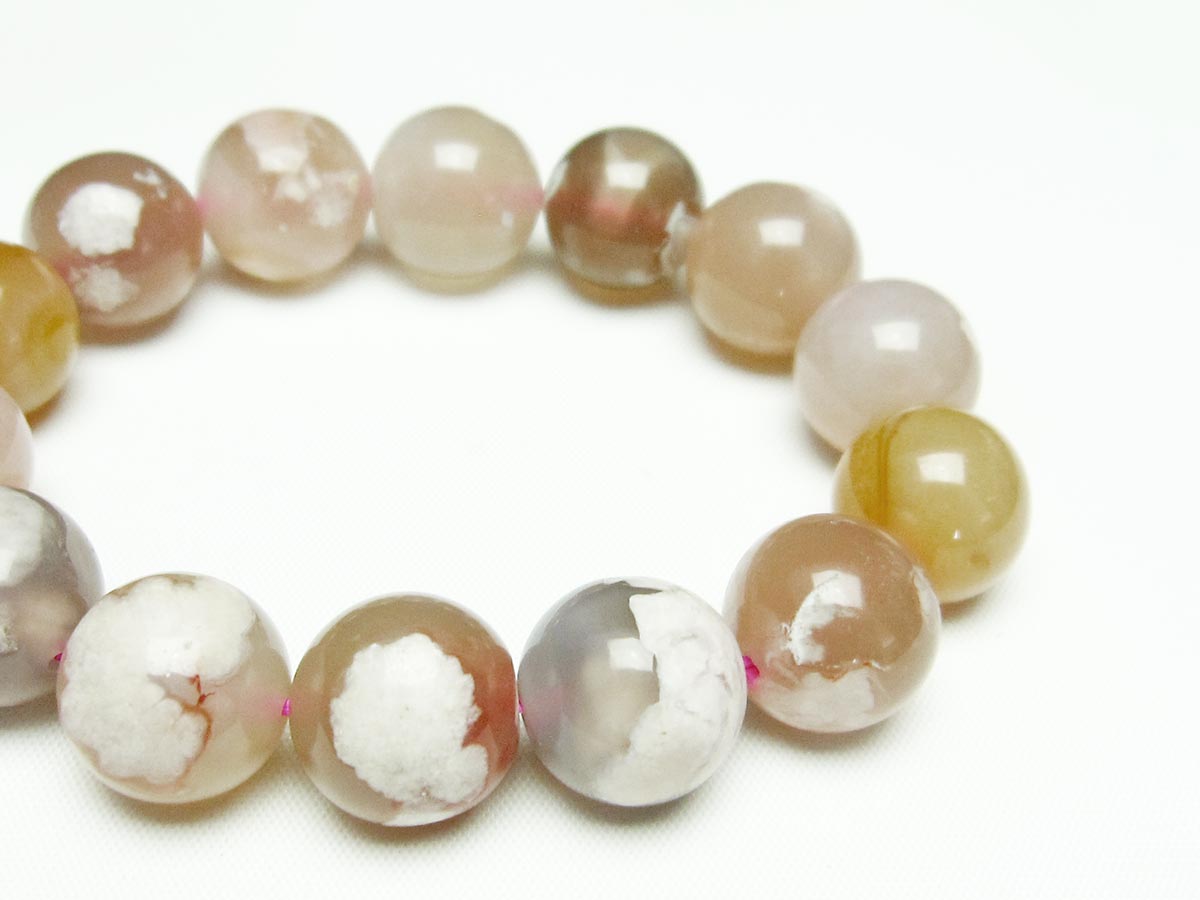チェリーブロッサムアゲート ブレスレット 桜瑪瑙 15mm メール便可 [M便 1/10] 111-24542