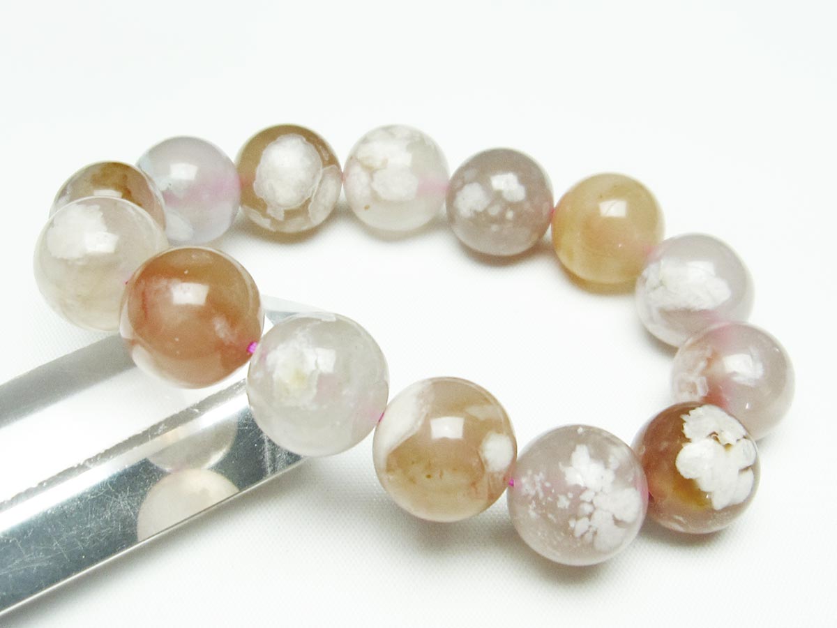 チェリーブロッサムアゲート ブレスレット 桜瑪瑙 15mm メール便可 [M便 1/10] 111-24543