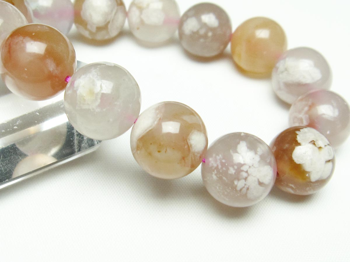 チェリーブロッサムアゲート ブレスレット 桜瑪瑙 15mm メール便可 [M便 1/10] 111-24543