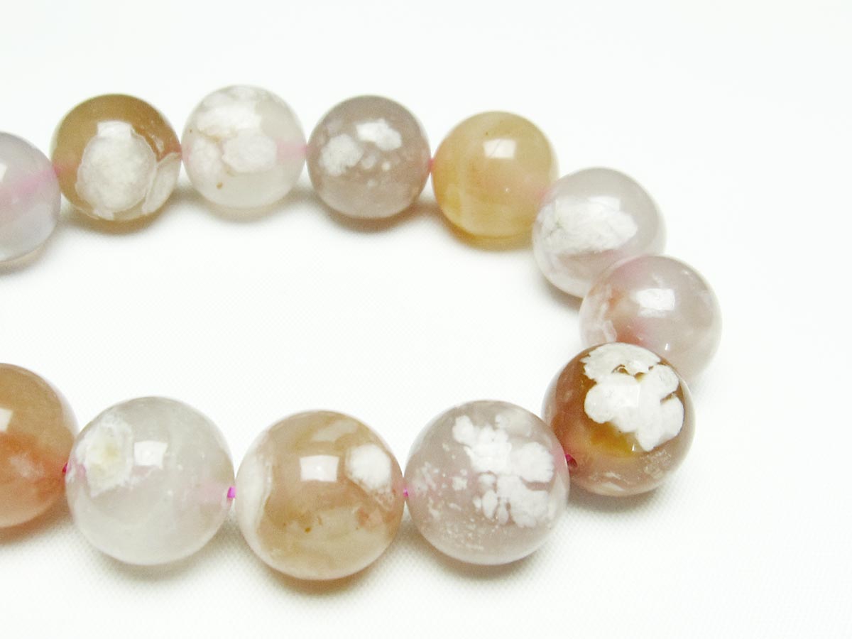 チェリーブロッサムアゲート ブレスレット 桜瑪瑙 15mm メール便可 [M便 1/10] 111-24543