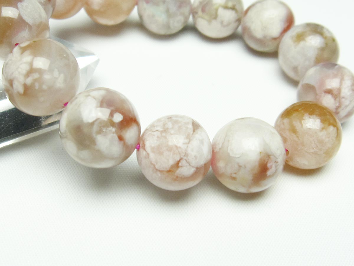チェリーブロッサムアゲート ブレスレット 桜瑪瑙 15mm メール便可 [M便 1/10] 111-24544