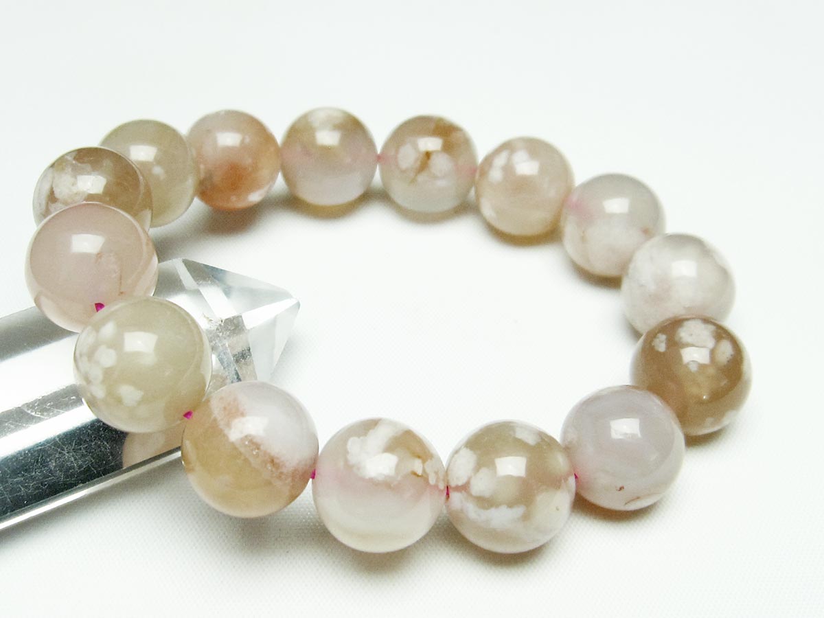 チェリーブロッサムアゲート ブレスレット 桜瑪瑙 15mm メール便可 [M便 1/10] 111-24545