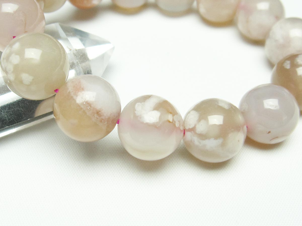 チェリーブロッサムアゲート ブレスレット 桜瑪瑙 15mm メール便可 [M便 1/10] 111-24545