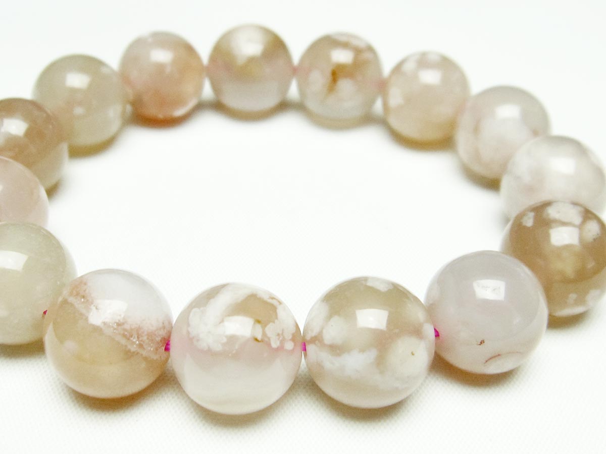 チェリーブロッサムアゲート ブレスレット 桜瑪瑙 15mm メール便可 [M便 1/10] 111-24545