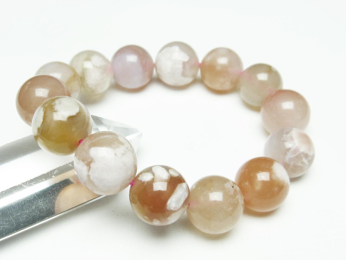チェリーブロッサムアゲート ブレスレット 桜瑪瑙 15mm メール便可 [M便 1/10] 111-24547 【sold out】