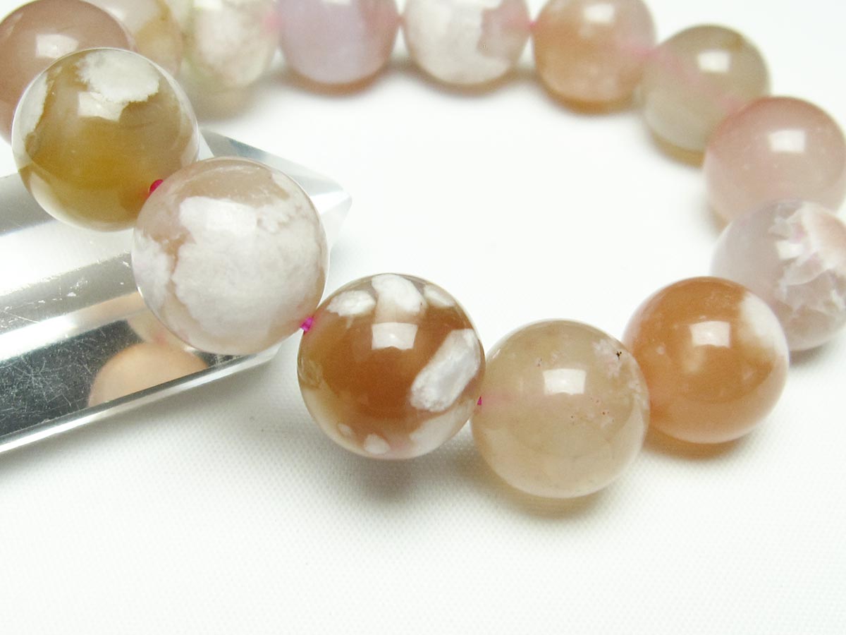 チェリーブロッサムアゲート ブレスレット 桜瑪瑙 15mm メール便可 [M便 1/10] 111-24547 【sold out】