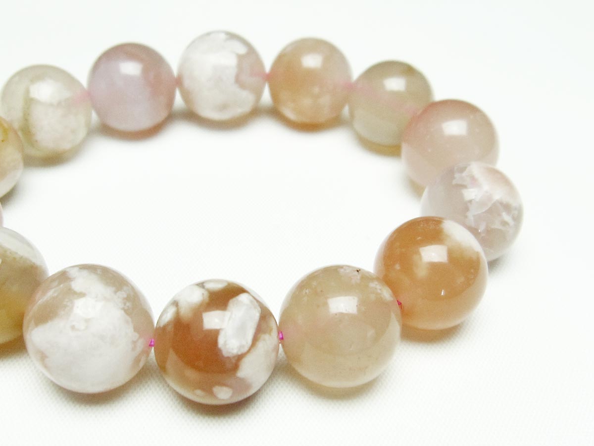 チェリーブロッサムアゲート ブレスレット 桜瑪瑙 15mm メール便可 [M便 1/10] 111-24547 【sold out】