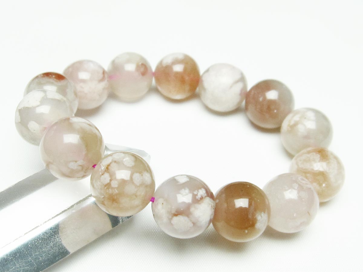 チェリーブロッサムアゲート ブレスレット 桜瑪瑙 16mm メール便可 [M便 1/10] 111-24548
