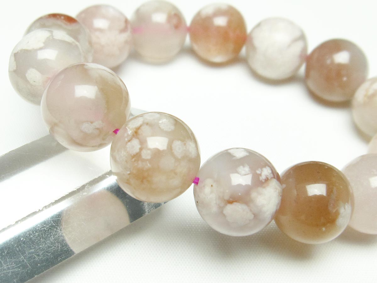 チェリーブロッサムアゲート ブレスレット 桜瑪瑙 16mm メール便可 [M便 1/10] 111-24548