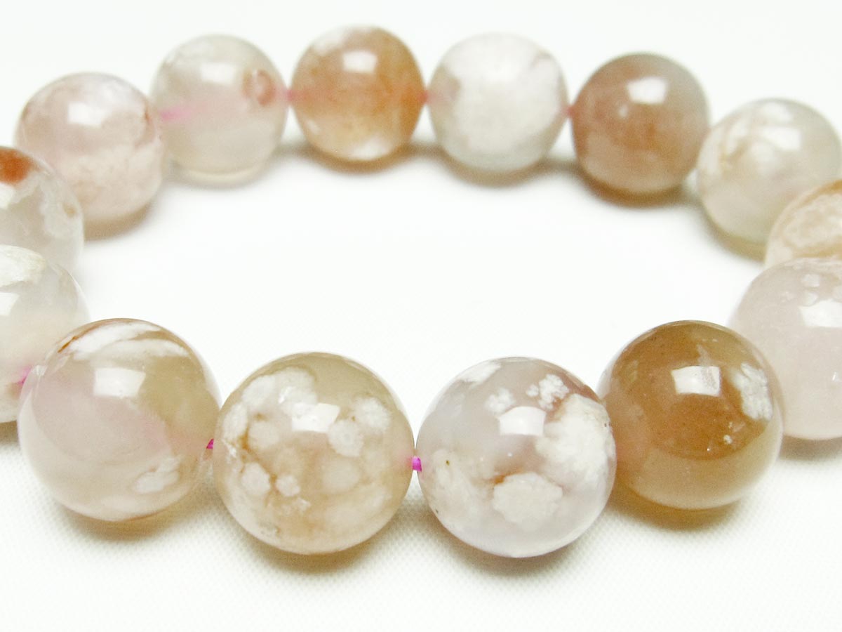 チェリーブロッサムアゲート ブレスレット 桜瑪瑙 16mm メール便可 [M便 1/10] 111-24548