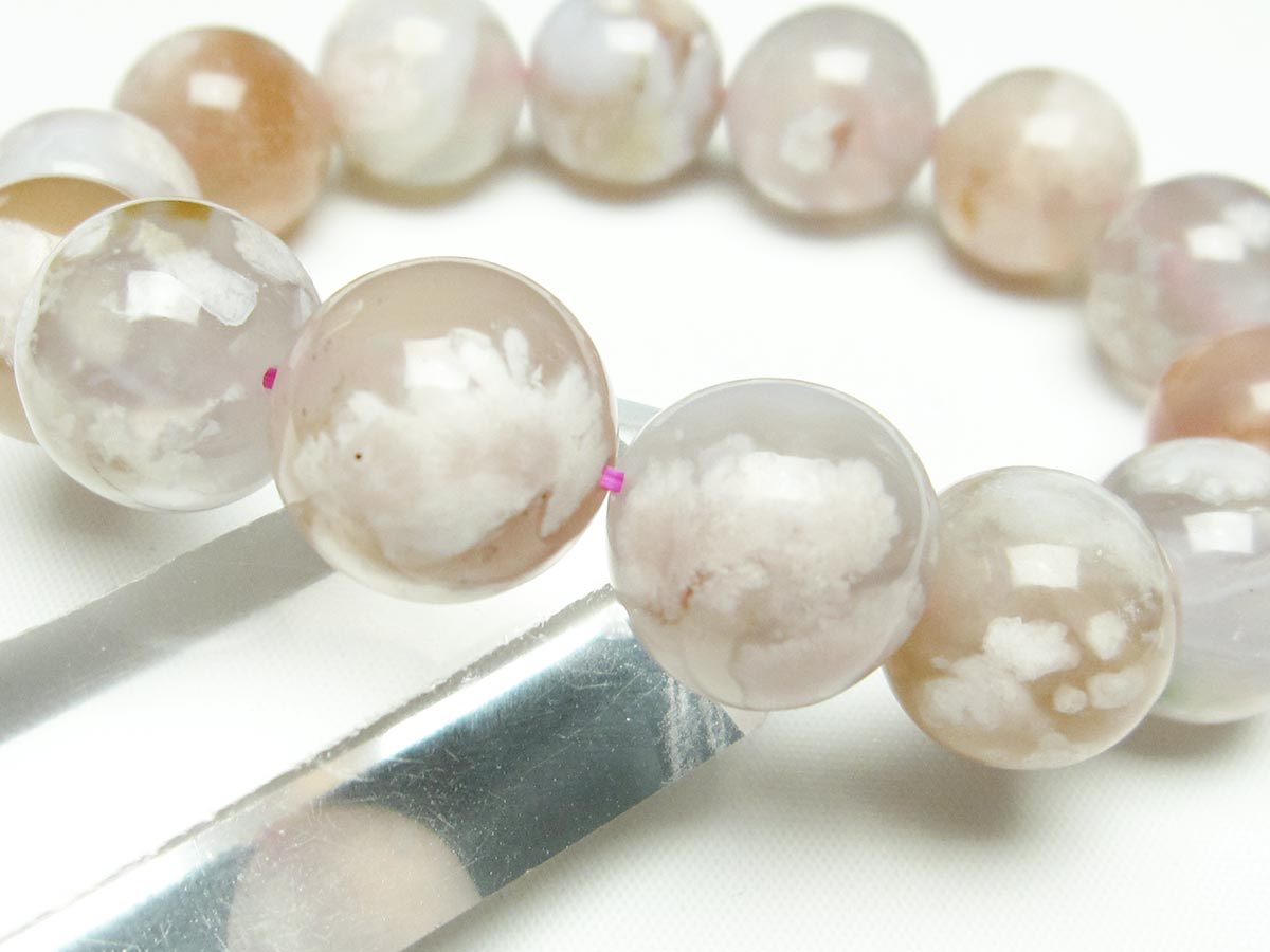 チェリーブロッサムアゲート ブレスレット 桜瑪瑙 16mm メール便可 [M便 1/10] 111-24552