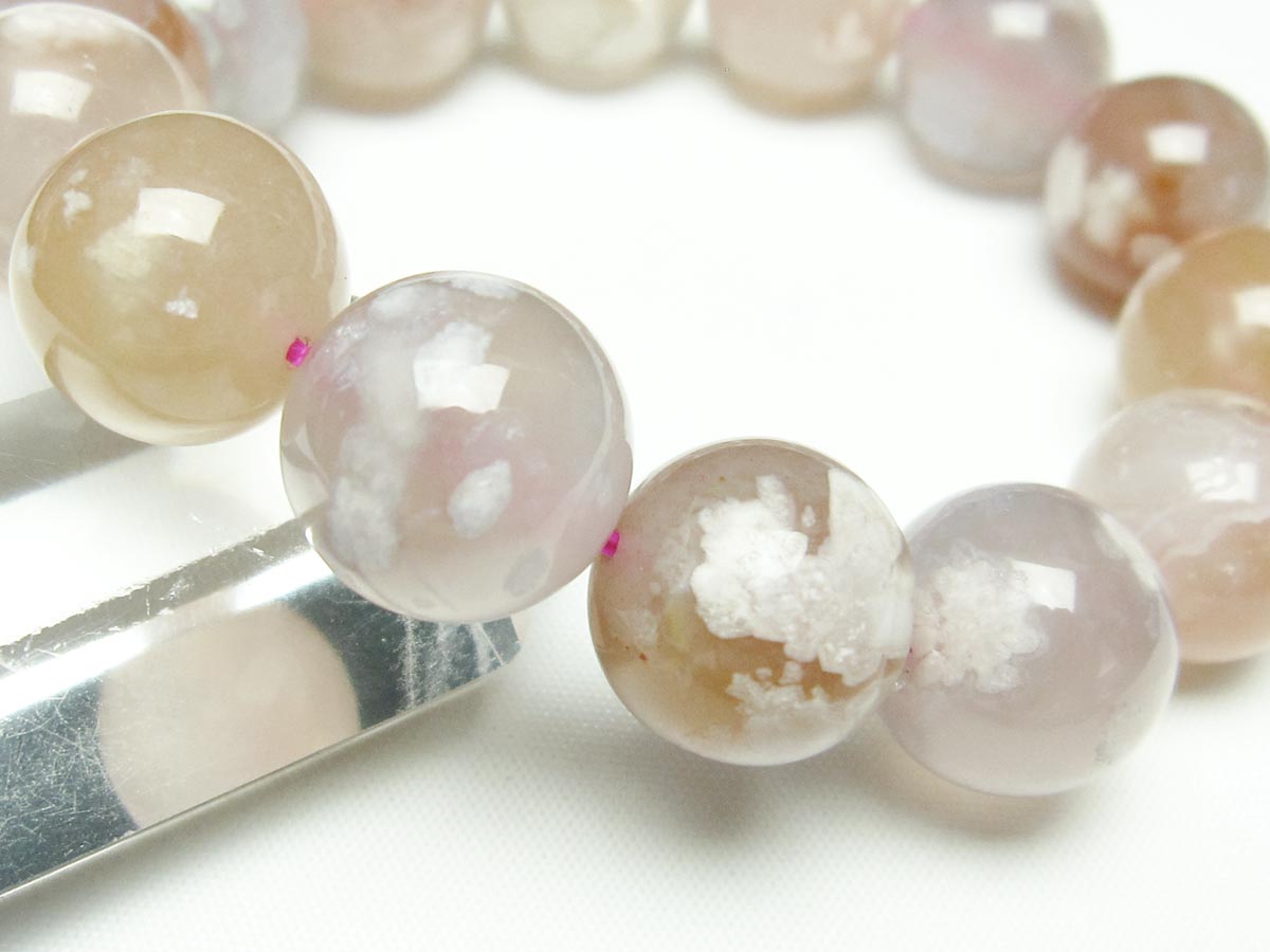 チェリーブロッサムアゲート ブレスレット 桜瑪瑙 16mm メール便可 [M便 1/10] 111-24553