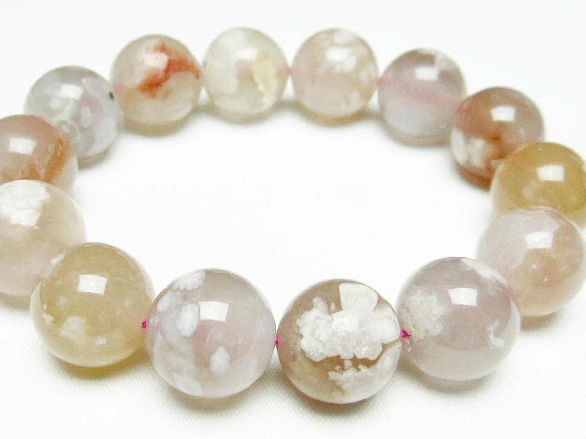 チェリーブロッサムアゲート ブレスレット 桜瑪瑙 16mm メール便可 [M便 1/10] 111-24553
