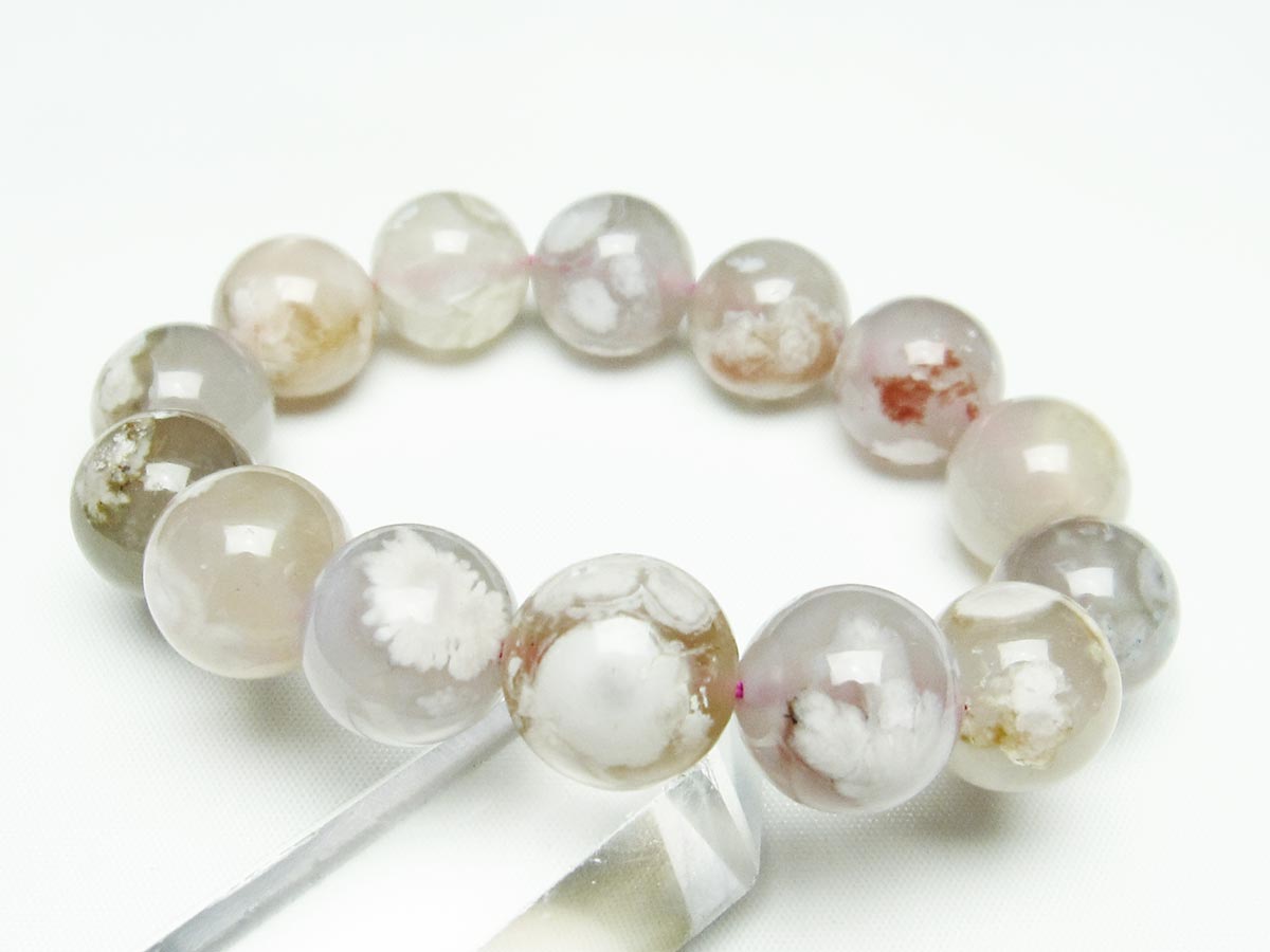 チェリーブロッサムアゲート ブレスレット 桜瑪瑙 16mm メール便可 [M便 1/10] 111-24554