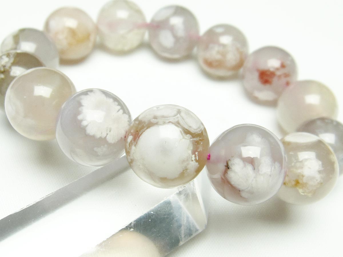 チェリーブロッサムアゲート ブレスレット 桜瑪瑙 16mm メール便可 [M便 1/10] 111-24554