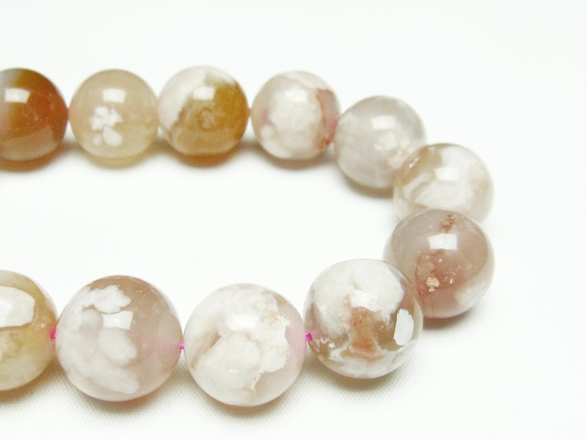 チェリーブロッサムアゲート ブレスレット 桜瑪瑙 16mm メール便可 [M便 1/10] 111-24555